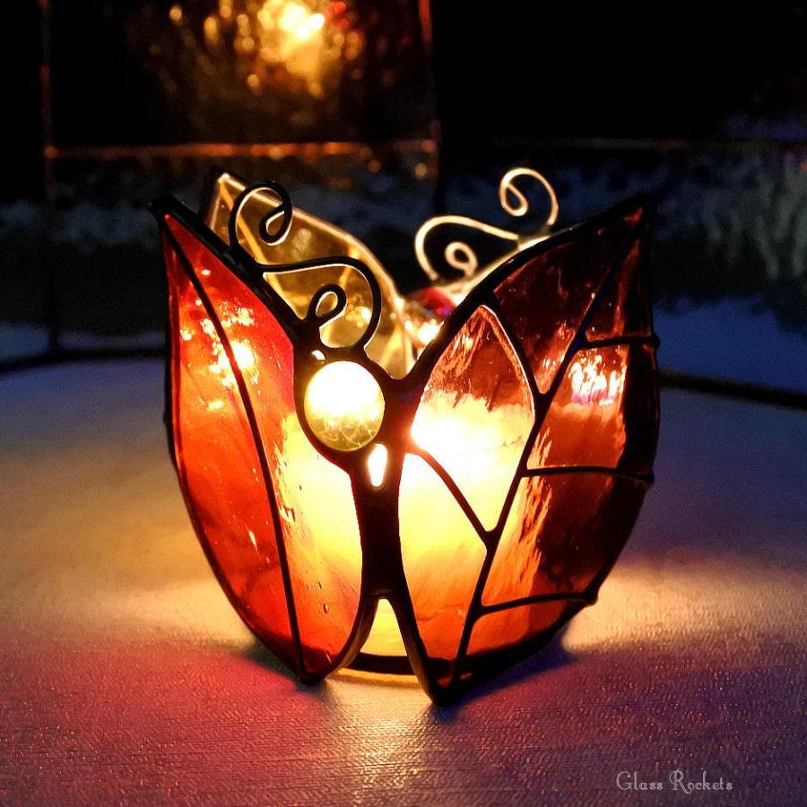 落ち葉 ステンドグラス キャンドル ホルダー : ステンドグラス工房
