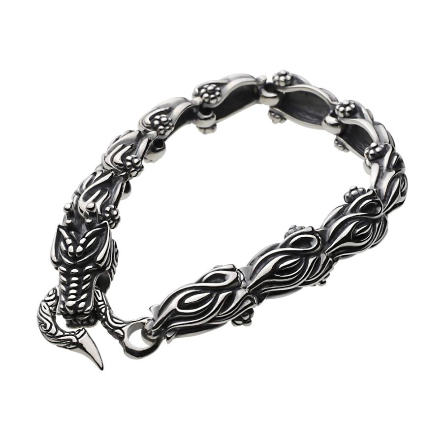 シルバーブレスレット メンズ ドラゴン トライバル 竜 シルバー925