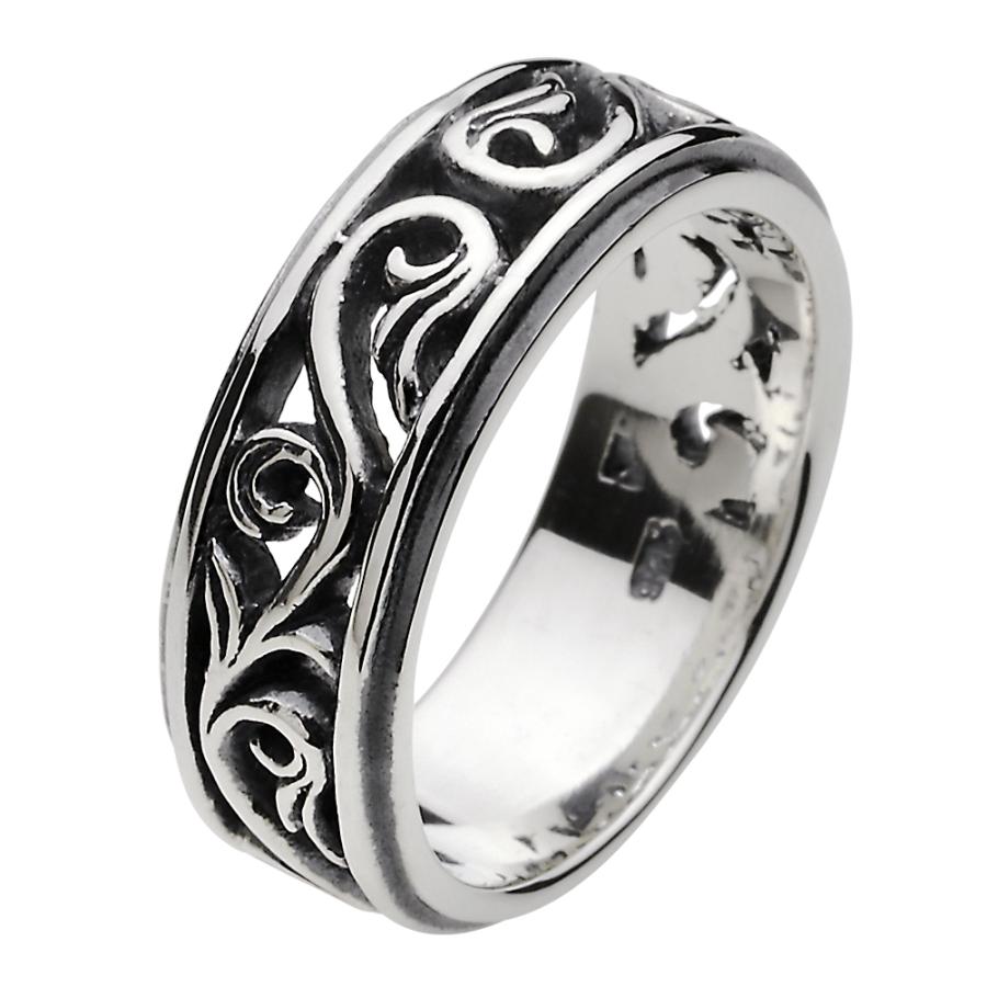 シルバーリング 指輪 メンズ アラベスク 唐草 透かし シルバー925