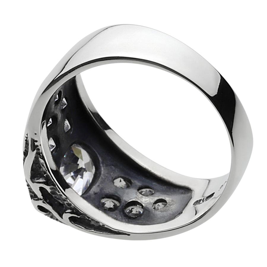 ジルコニア シルバーリング 指輪 メンズ ゴージャス ごつめ 石