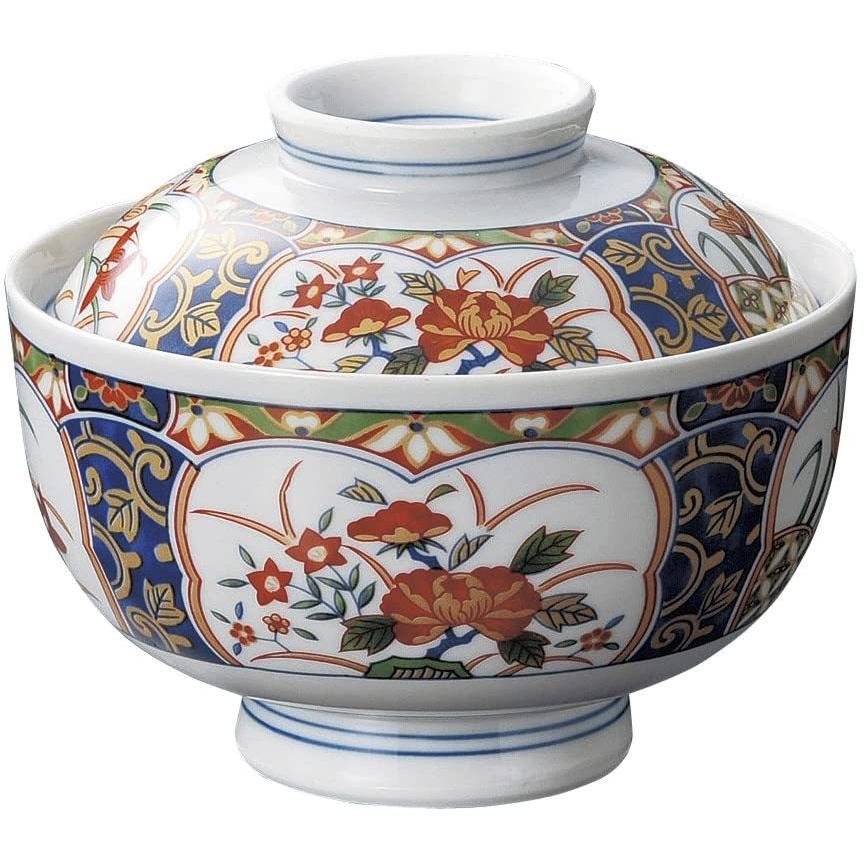 美濃焼 金彩錦草花円菓子碗 陶器 陶磁器 蓋付 フタ付 どんぶり 丼 雑煮