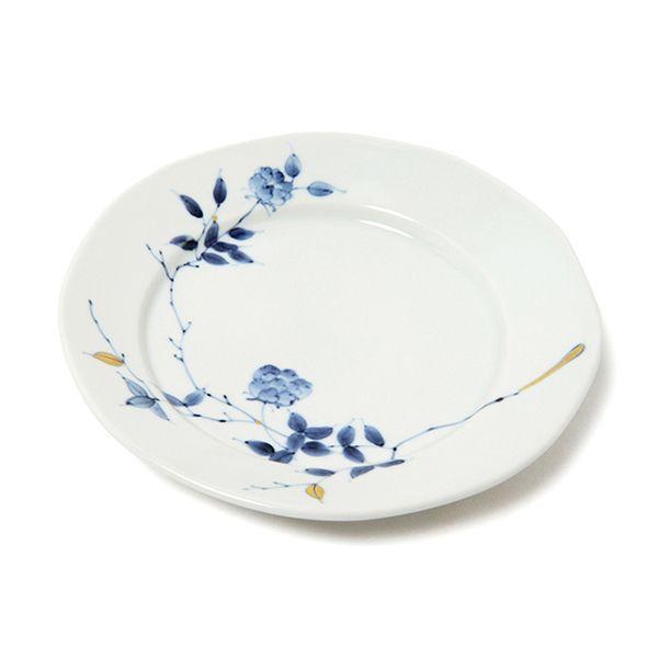 有田焼 福珠釜 古染金彩バラ絵 平皿5枚 有田焼 福珠釜 古染金彩バラ絵