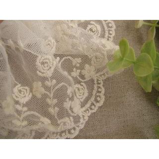 手芸 チュールレース 薔薇 (スワンローズ) カット売り : 手芸の