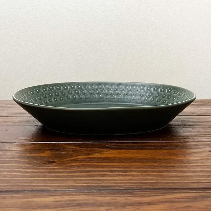 美濃焼 フルール 楕円鉢 深皿 26cm 印花型 カレー皿 パスタ皿 オーバル
