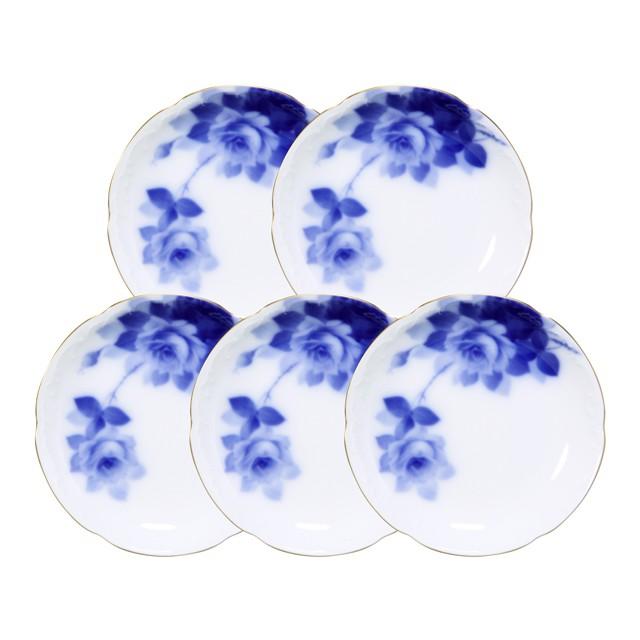 大倉陶園 日本製 ブルーローズ(8011) 約15cm銘々皿 5枚揃 54HV/8011