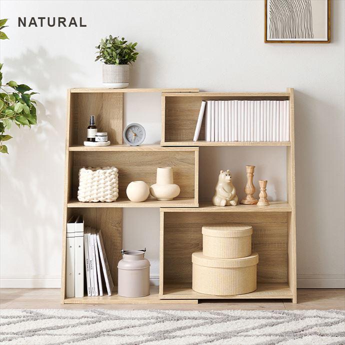 ラック 伸縮 オープン スライド コーナー 収納 本棚 ブックシェルフ 3