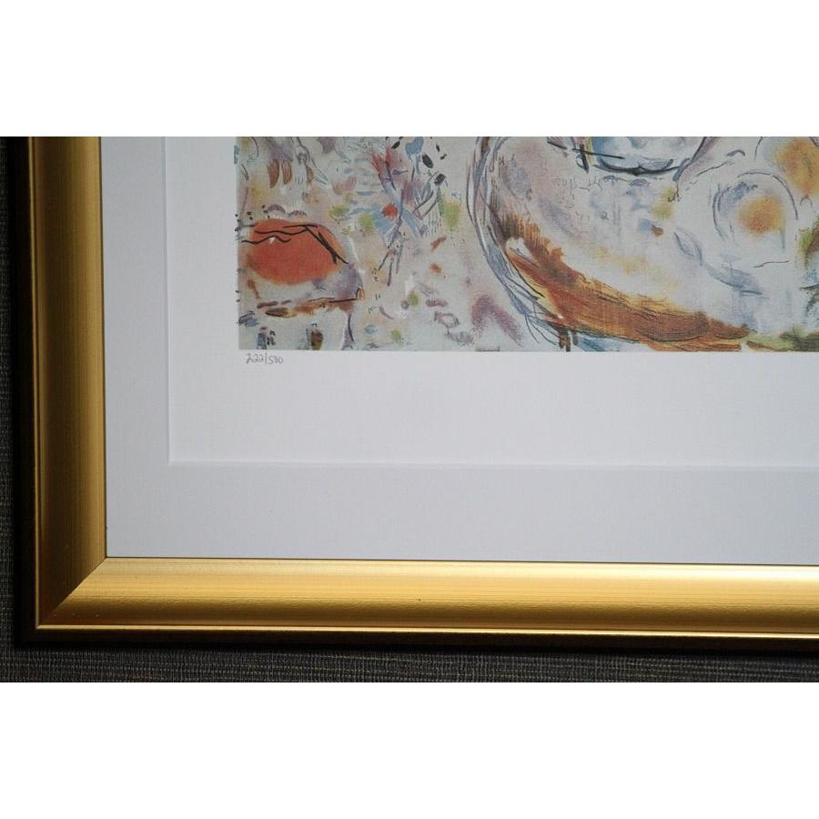 名画販売 【人気作品】 シャガール 赤い薔薇と恋人たち 額縁付き