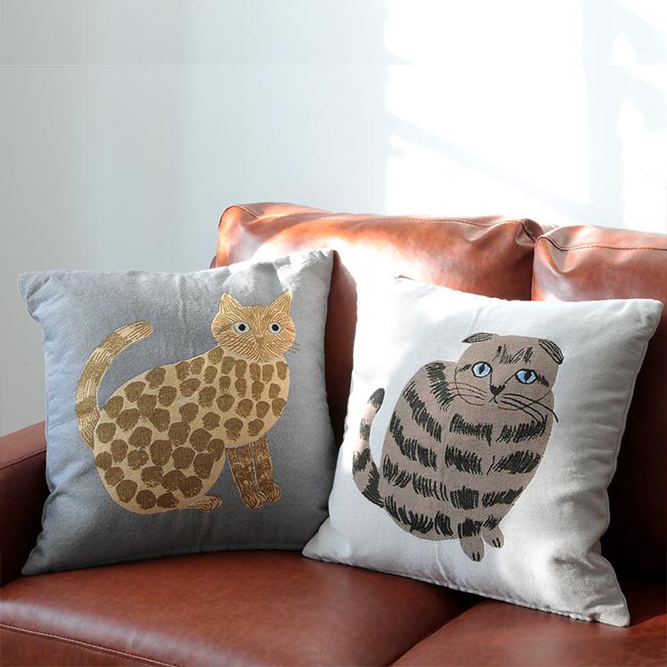 松尾ミユキ クッションカバー 45×45 Cat ネコ イラスト アニマル 動物