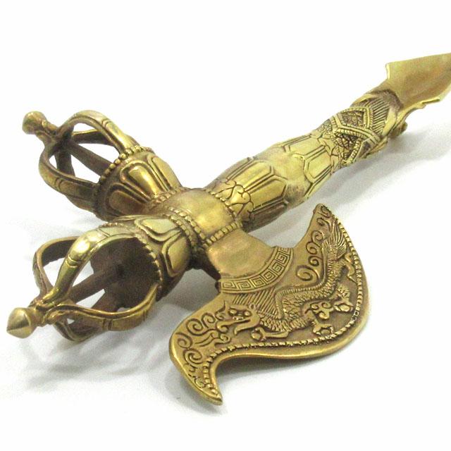 密教法具 カルタリ 独鈷杵 プルパ 一体型 特大サイズ約30cm ブルパ