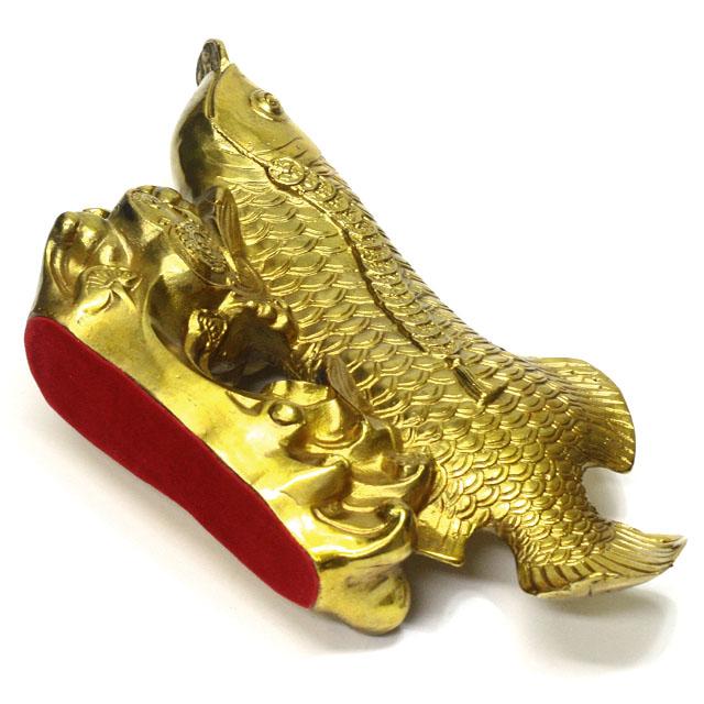 アロワナ 金龍魚 置物 銅製 龍 魚 長さ約25cm LLサイズ 風水