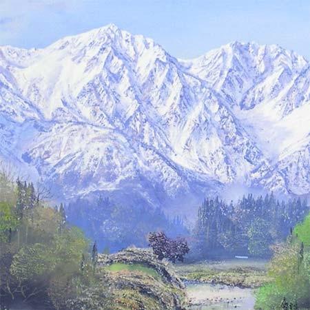 絵画 油絵 白馬岳 （佐田光） 【海・山】【肉筆】【油絵】【日本の風景