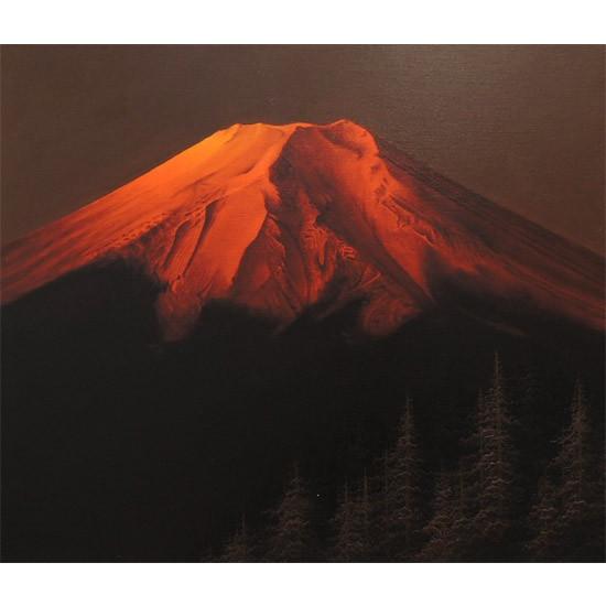 絵画 油絵 赤富士 （中尾靖） 【肉筆】【油絵】【富士】【10号