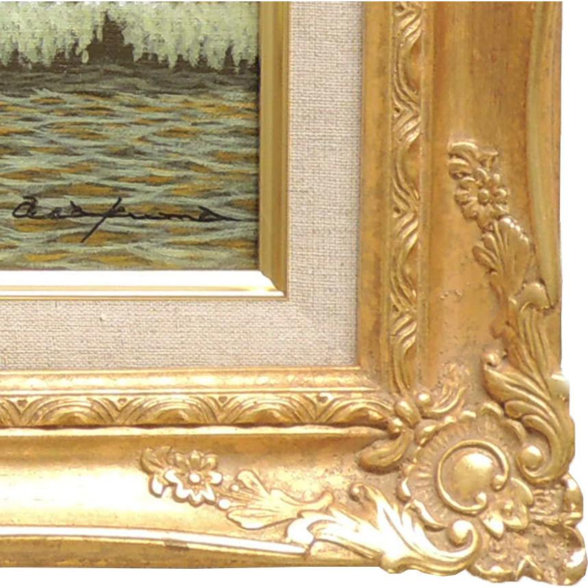 絵画 朝焼けの海 (朝隈敏彦) 【海・山】【肉筆】【油絵】【3・4号