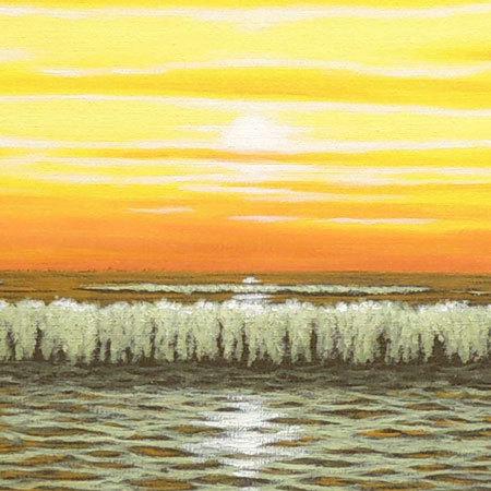 絵画 朝焼けの海 (朝隈敏彦) 【海・山】【肉筆】【油絵】【3・4号