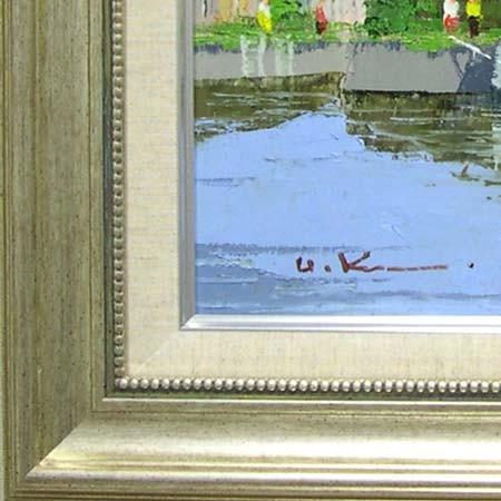 絵画 油絵 運河のある街（アムステルダム） （黒沢久） 【肉筆】【油絵