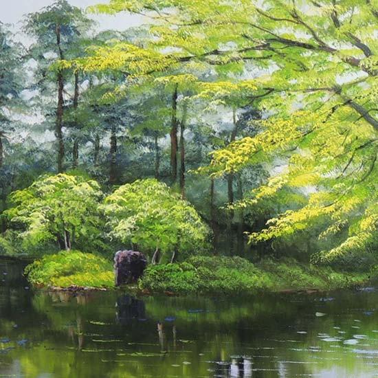 絵画 油絵 兼六園 F50号 （小池三郎） 【肉筆】【油絵】【日本の風景