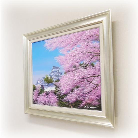 絵画 油絵 姫路城の桜 F30号 （木村由記夫） 【肉筆】【油絵】【日本の