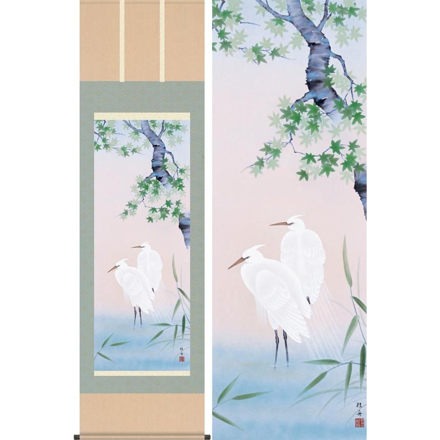 掛け軸 楓に白鷺 (長江桂舟) 掛軸 : 掛け軸・絵画の専門店 掛軸堂画廊