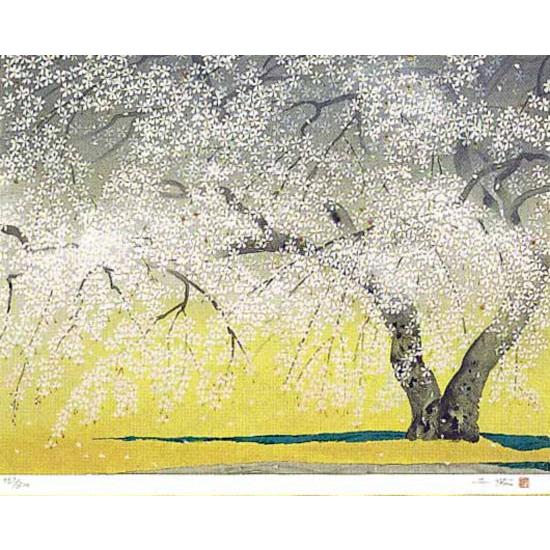 中島千波 絵画 春日和 【複製】【美術印刷】【巨匠】【変型特寸】【桜
