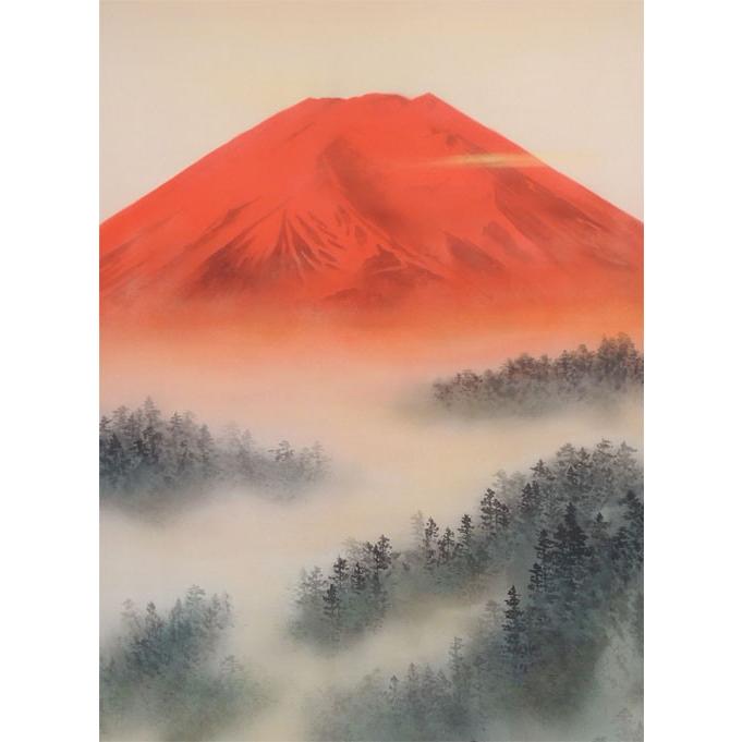 掛け軸 赤富士 （中沢勝） 【掛軸】【一間床】【赤富士】 : 掛け軸