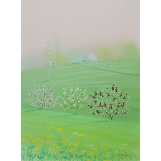 今成敏夫 パステル画 やさしい陽ざしの中 【複製】【パステル画