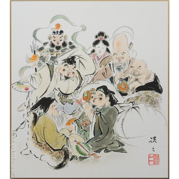 高級色紙「七福神」浩二（色紙絵） : 掛け軸・絵画の専門店 掛軸堂画廊