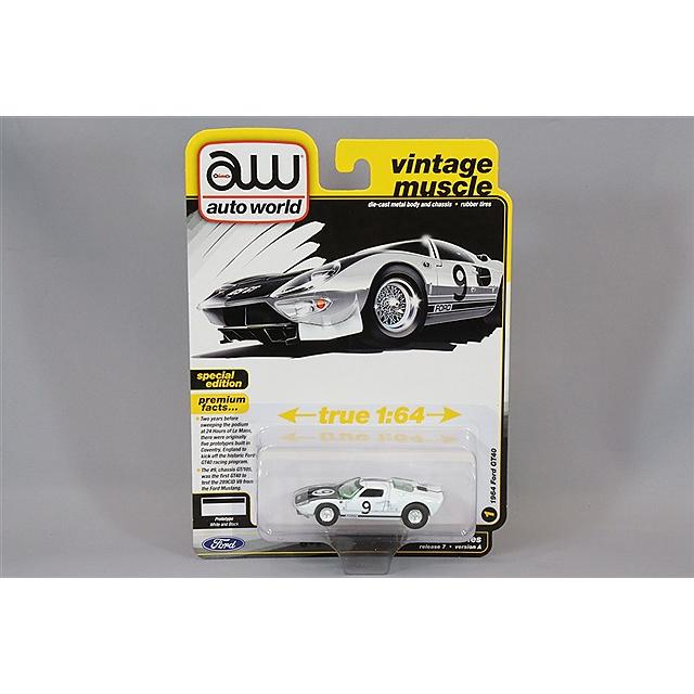 オートワールド 1/64 1964 フォード GT40 #9 グロスホワイト/ブラック