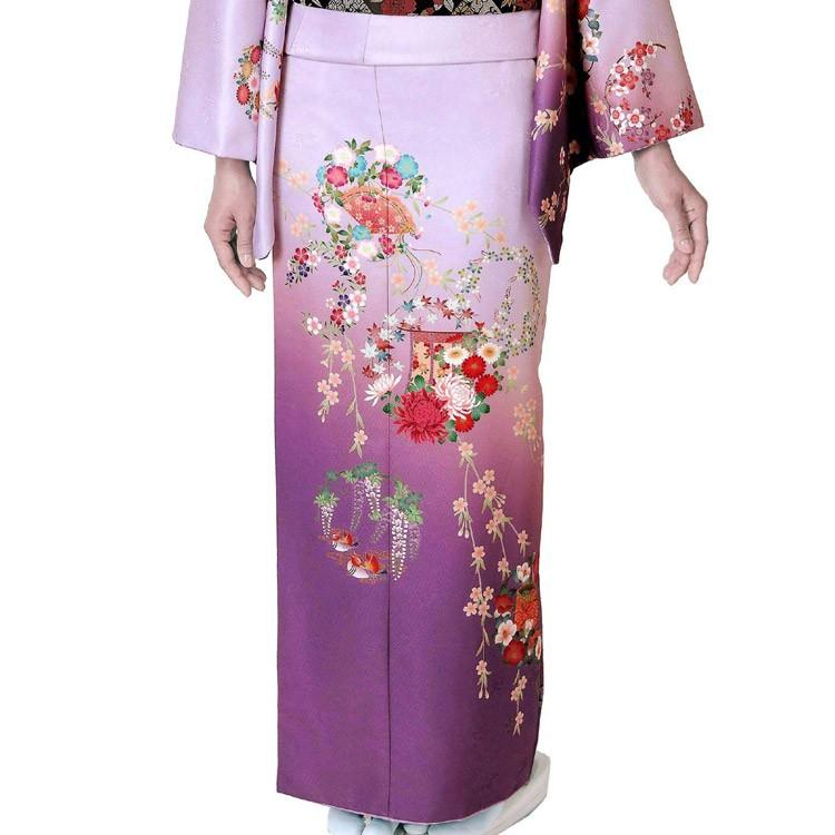 H.L（アッシュ・エル） 訪問着 単品 ピンク紫ぼかし地 吉祥花の丸柄