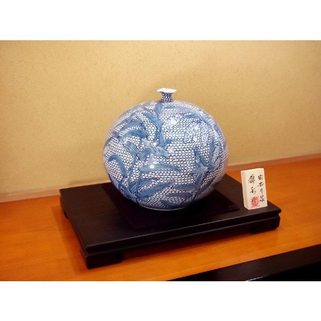 染付雀絵花瓶｜有田焼 陶芸作家 藤井錦彩作 : 有田焼 藤井錦彩窯