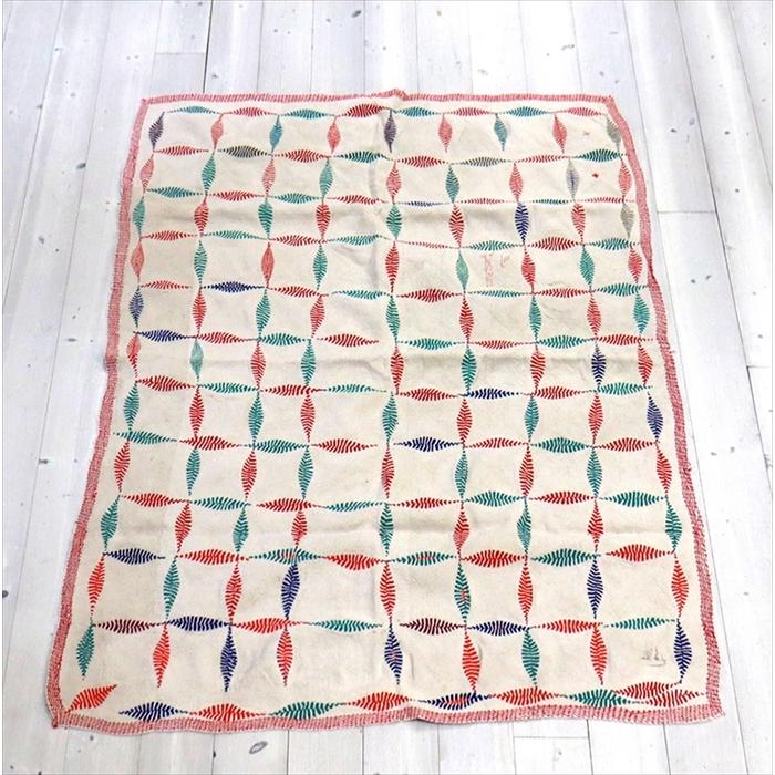 インド カンタ刺繍 パッチワーク/ラリーキルト 古布 ヴィンテージ