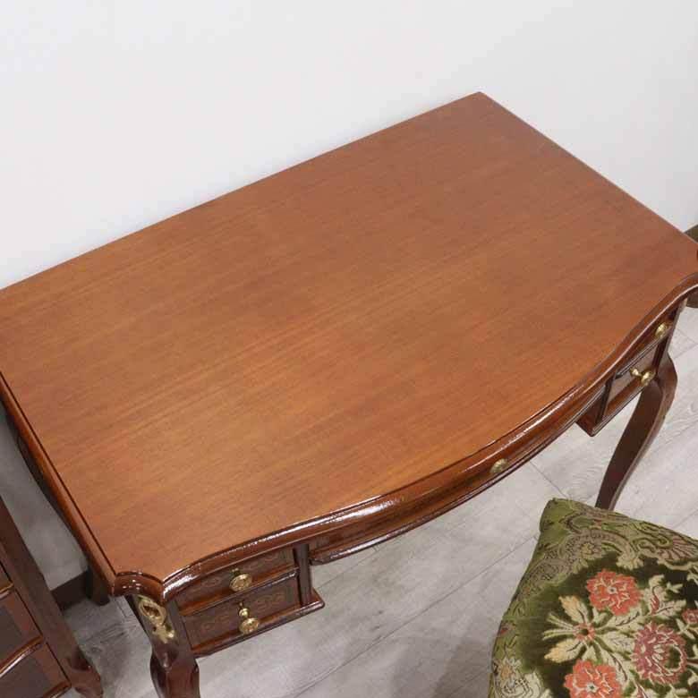 イタリア ライティングデスク ブラウン 猫脚 完成品 アンティーク