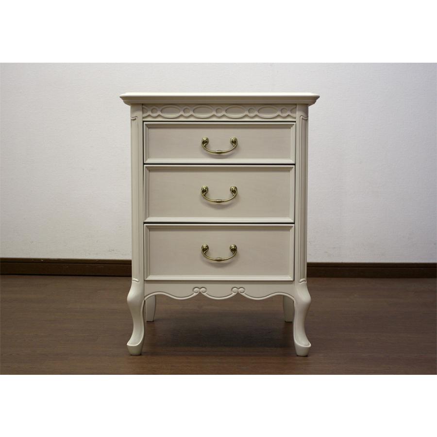 東海家具工業 サイドチェスト アンティークホワイト ナイトテーブル