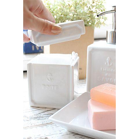 コットンケース おしゃれ 陶器 収納 綿棒 レトロ アンティーク調