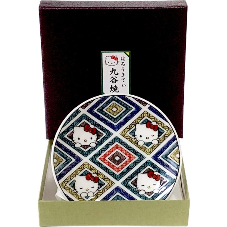 ハローキティ 九谷焼 豆皿 菱文 キティちゃん 飾り皿 ミニ絵皿 小皿 絵