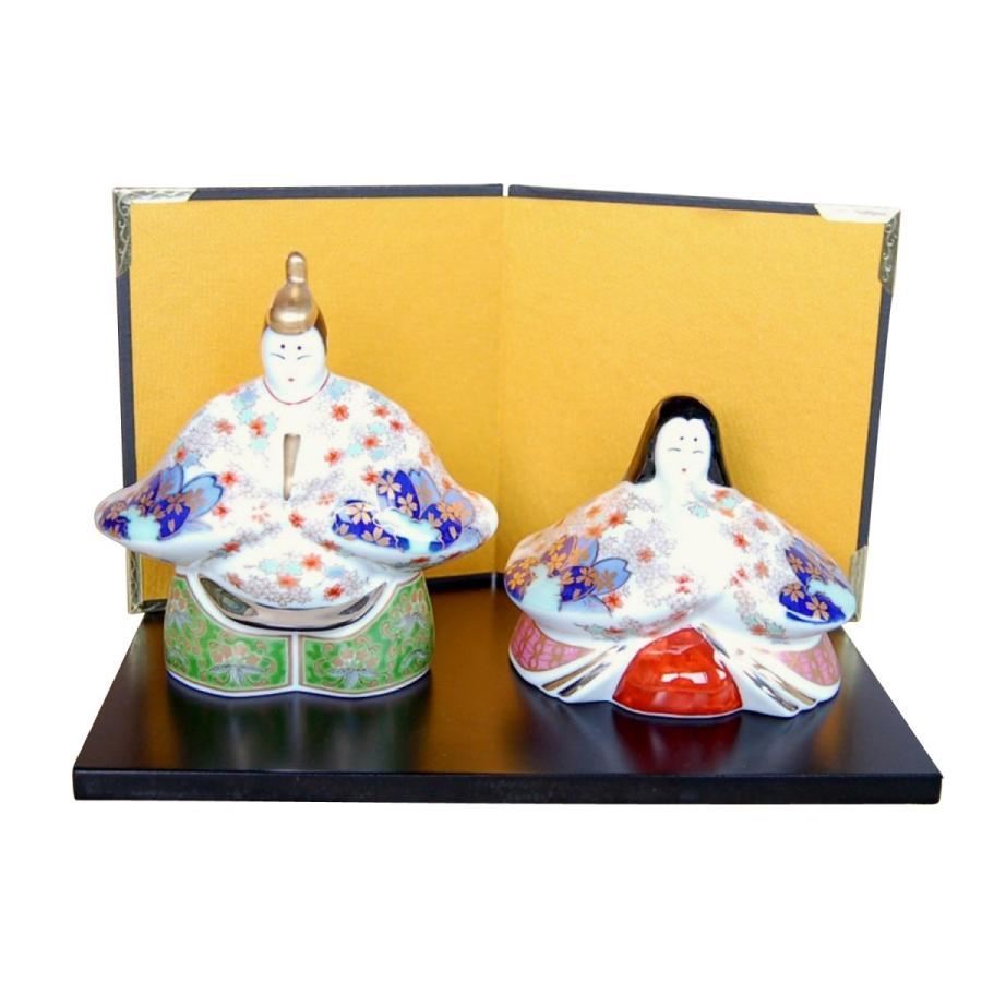 雛人形 コンパクト 有田焼 四季ひな 金屏風 木台付き 木箱入り 陶磁器