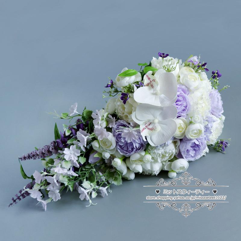 ウエディングブーケ キャスケードブーケ 結婚式 ブーケ 花嫁 二次会