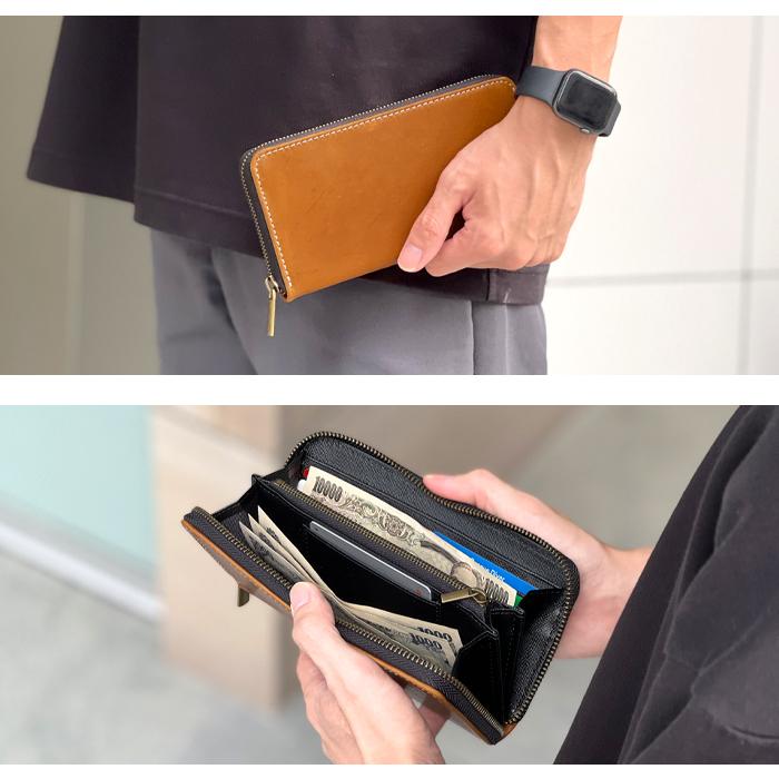 財布 長財布 メンズ レディース 本革 馬ヌメ ラウンドファスナー