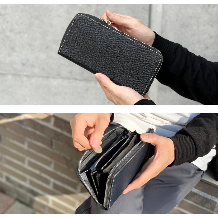 財布 長財布 メンズ レディース 本革 男の型押し ラウンドファスナー