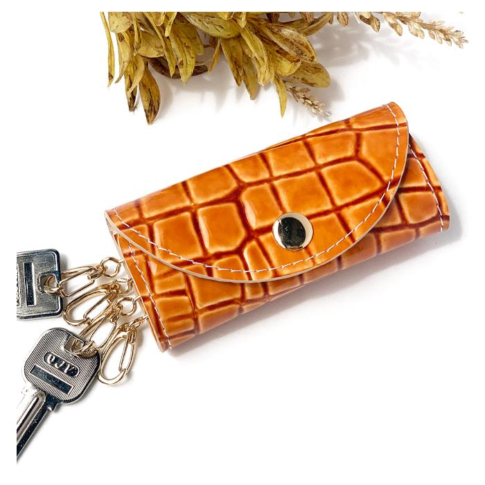 キーケース レディース 本革 エナメル 美クロコダイル クロコ スマート