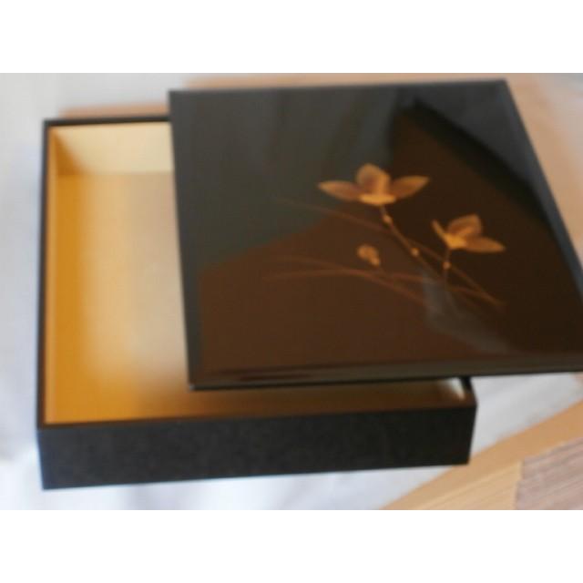 文箱 書類入れ 書類箱 文庫 A4 板蓋 黒塗り 花静か 11.0 会津漆器 会津