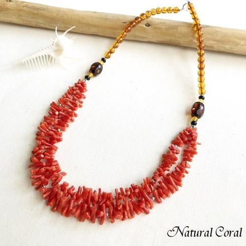 赤珊瑚 あかさんご ネックレス 枝 琥珀 オニキス ナチュラルコーラル