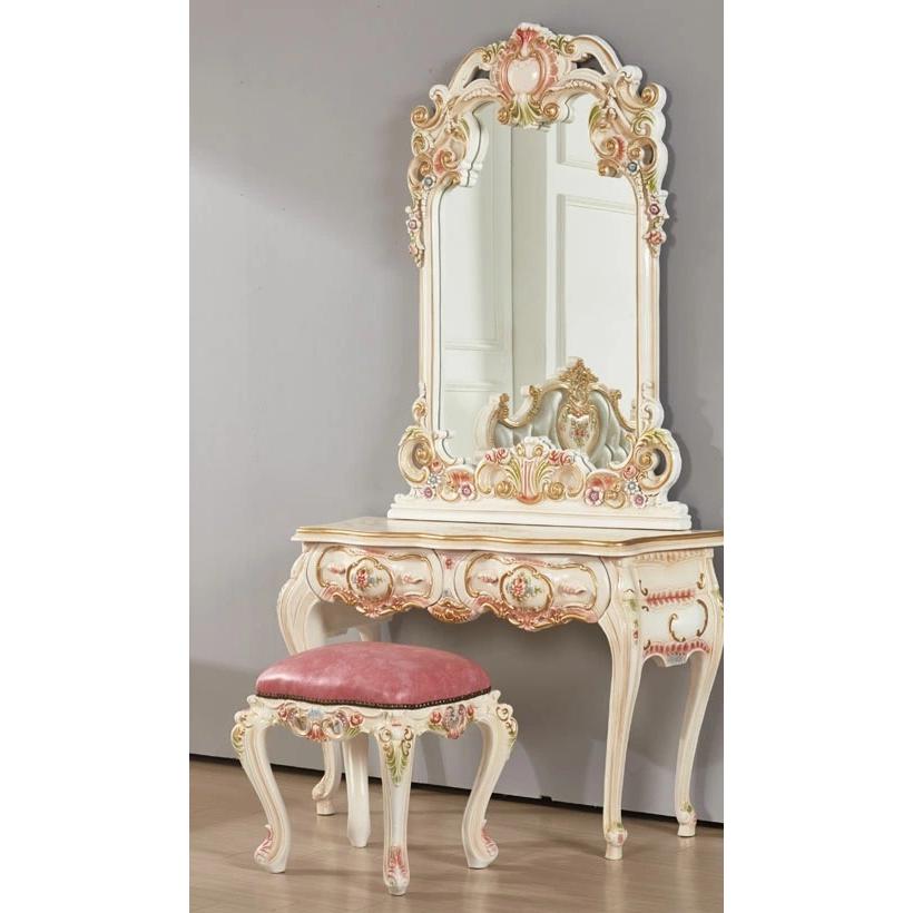 特価！ アンティーク調ロココ調 女王様のピンクローズ薔薇のドレッサー
