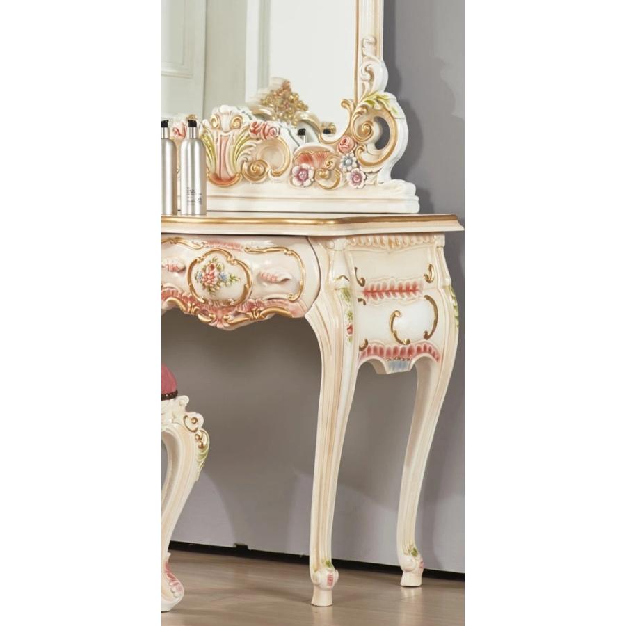 特価！ アンティーク調ロココ調 女王様のピンクローズ薔薇のドレッサー