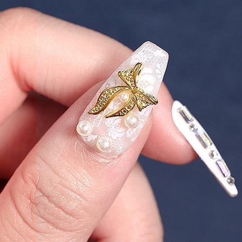 りぼん パーツ リボン ネイル 全4色 ビジュー シルバー ゴールド