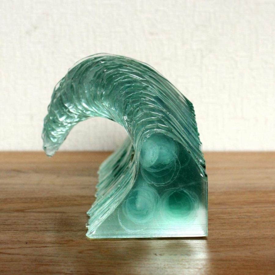 バリガラスの波オブジェ ウェーブ アート ガラス 置物 海 インテリア