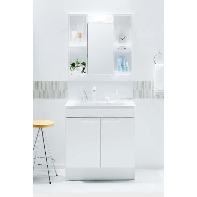 TOTO 洗面台 Vシリーズ 幅750 高さ1800 両開き ホワイト LED1面鏡