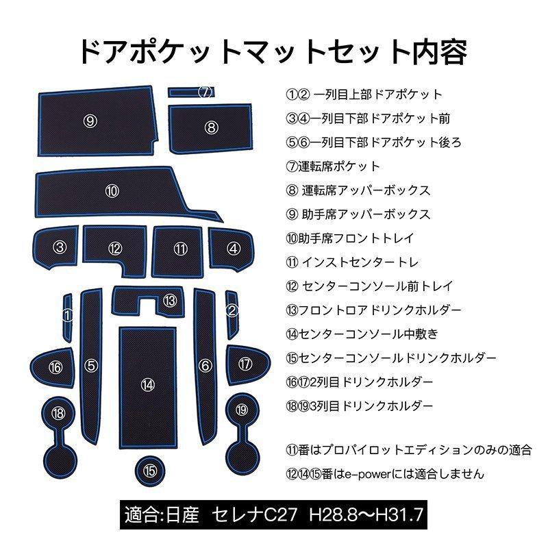 セレナ 日産 C27 ドアポケットマット 前期 後期 e-power シート 滑り