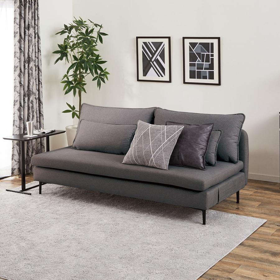 広い座面のゆったりソファ(MS01 3人掛け 肘なし MGY) ニトリ期間限定