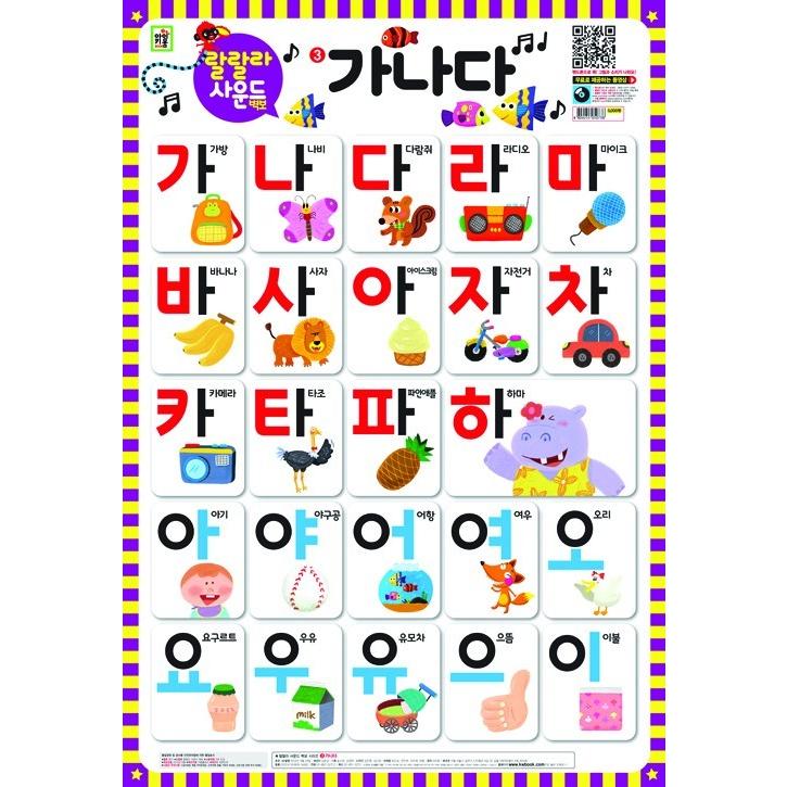 韓国語 学習 教材 ラララ サウンド ハングル カナタ 壁掛け ポスター