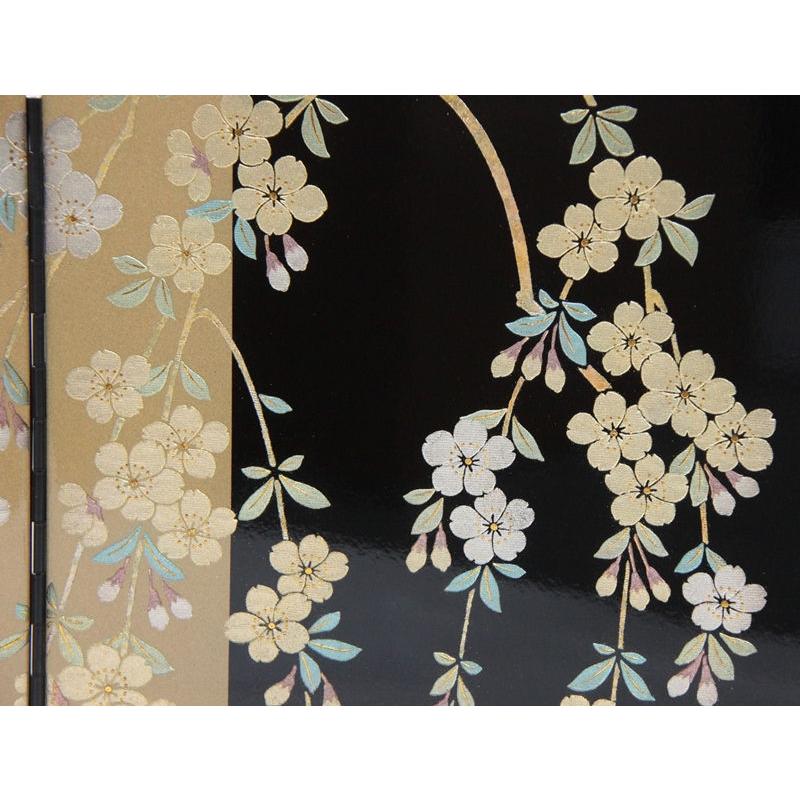 アウトレット品 雛人形平飾台 屏風・台セット 58cm 黒塗金色帯平台